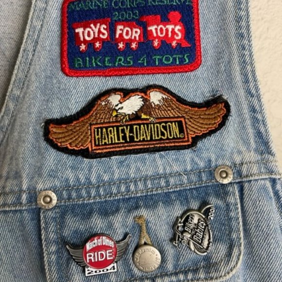 VTG Women's Denim Biker Vest Patches Pins Circa 1990's-2000's - Picture 5 of 7